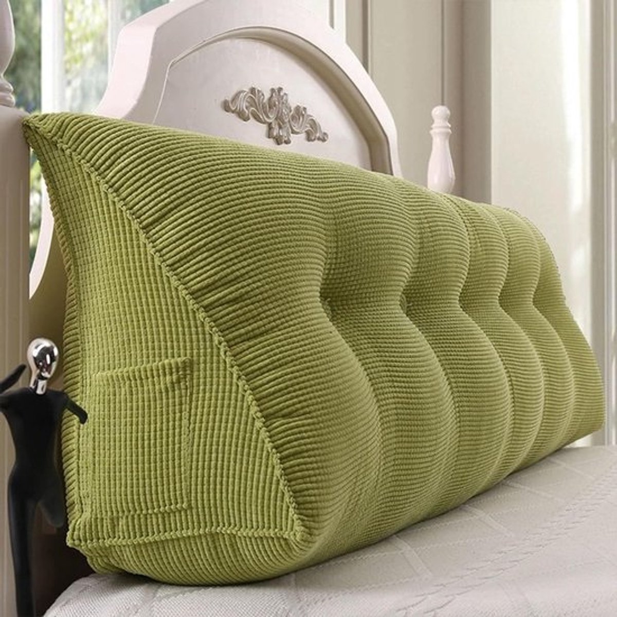 Wigkussen Hoofdbord - Leeskussen Bed - Ontspannen in Bed - Afneembare Hoes - 180 x 50 x 22cm - Groen
