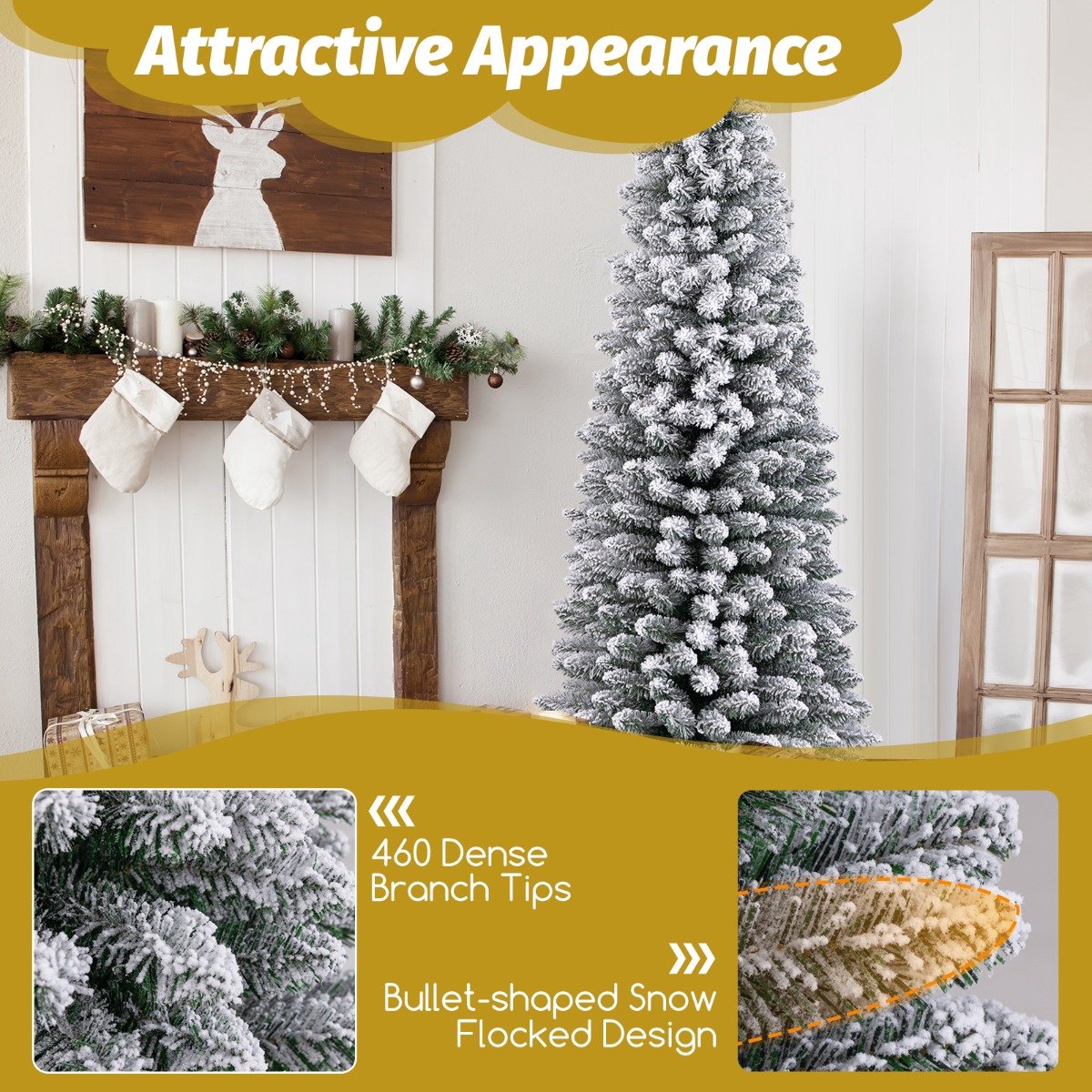 SureDeal® - Kerstbom - Kunstkerstboom Besneeuwde Kerstboom - Takken Opvouwbare Metalen - Groen + Wit