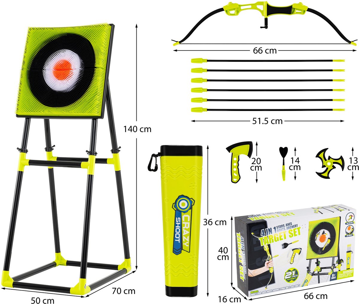 SureDeal® - Speelkamer - Werpspelset Bijlwerpspel Geschikt - Kinderen - Volwassenen - Binnen - Buiten - 70x50x140 cm - Groen