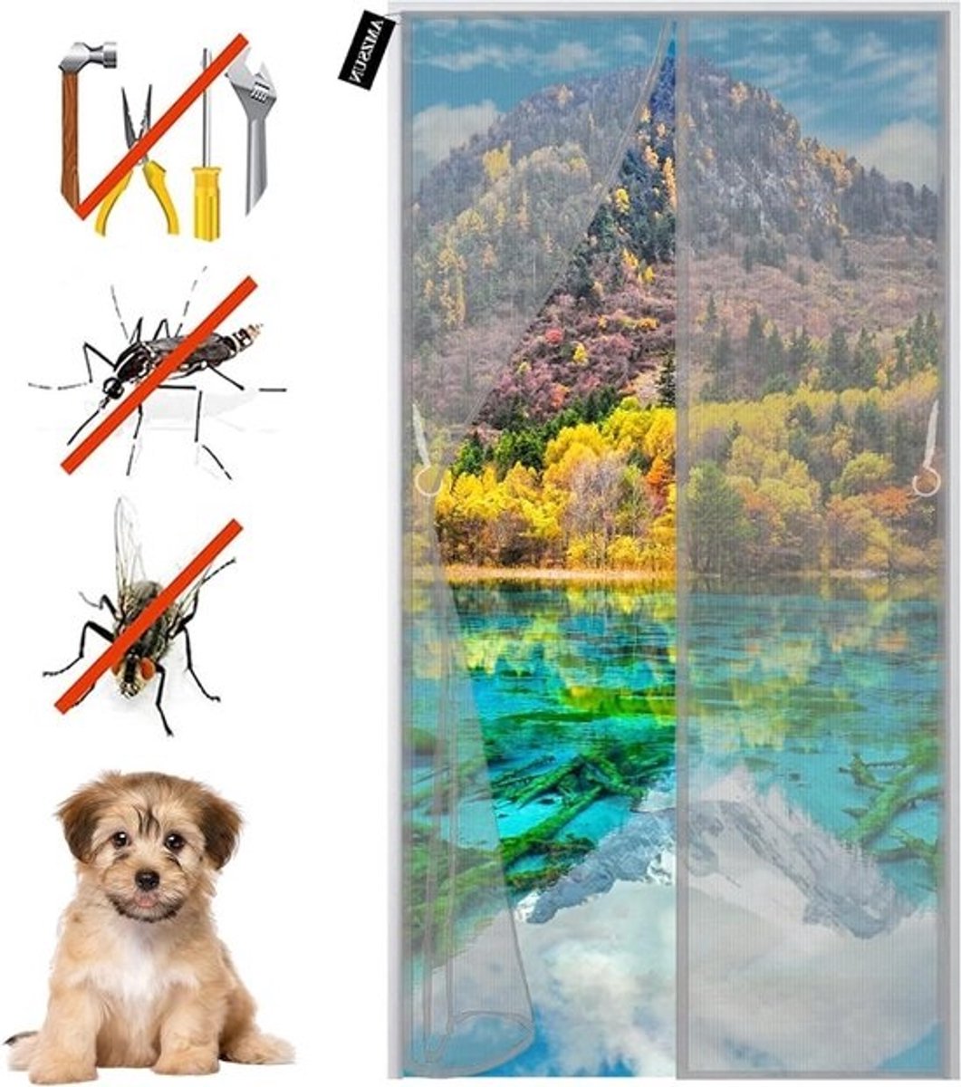 Magnetisch Vliegengaas - Horrengordijn Deur - Insecten Buiten Houden - Automatische Sluiting - 95 x 205 cm - Grijs