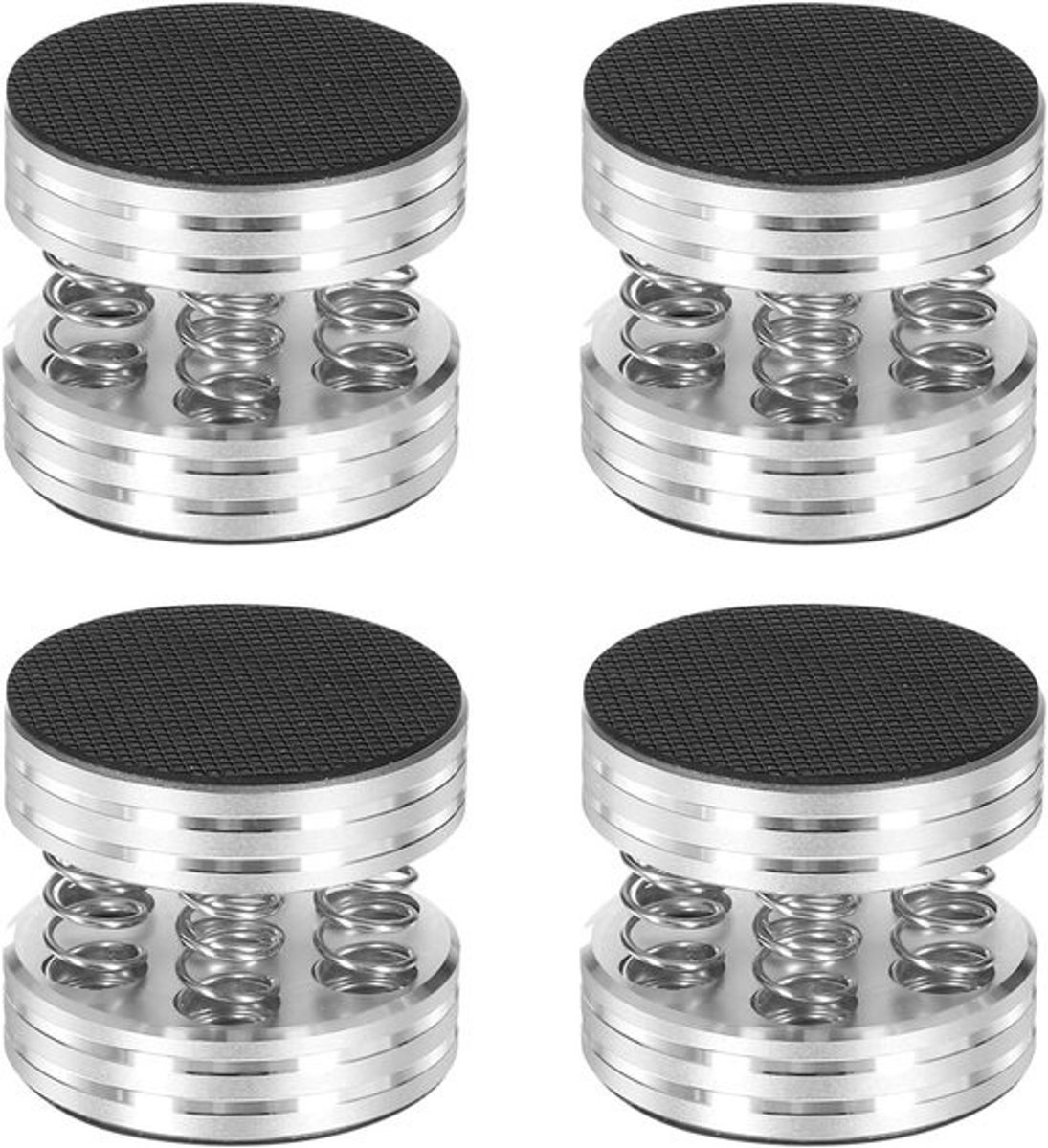 Isolatie Voetjes - Trillingsdempers Hifi - Audio Apparatuur - Aluminiumlegering Rubber Veer - 44x40mm - Zilver