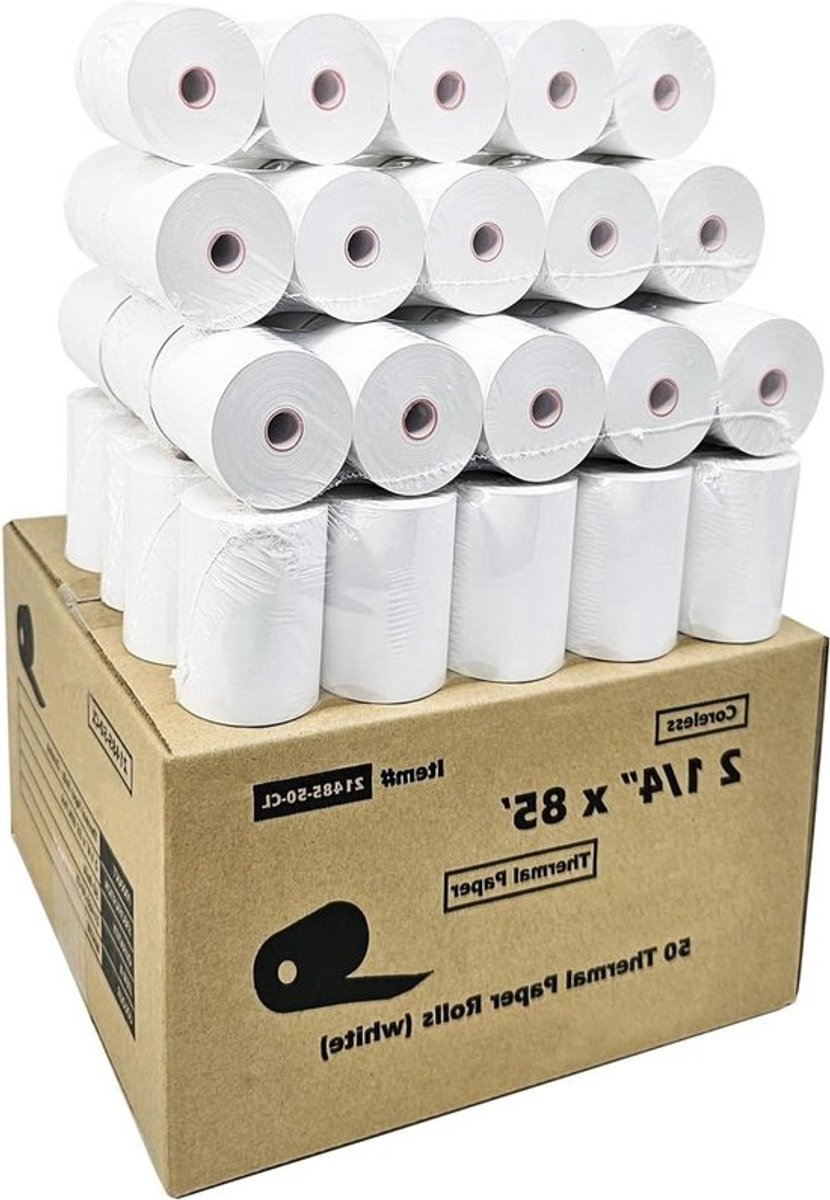 Thermisch Papier Rolls - Bonrollen Kassabon - Betalingen Verwerken - BPA Vrij - 50 Stuks - Wit