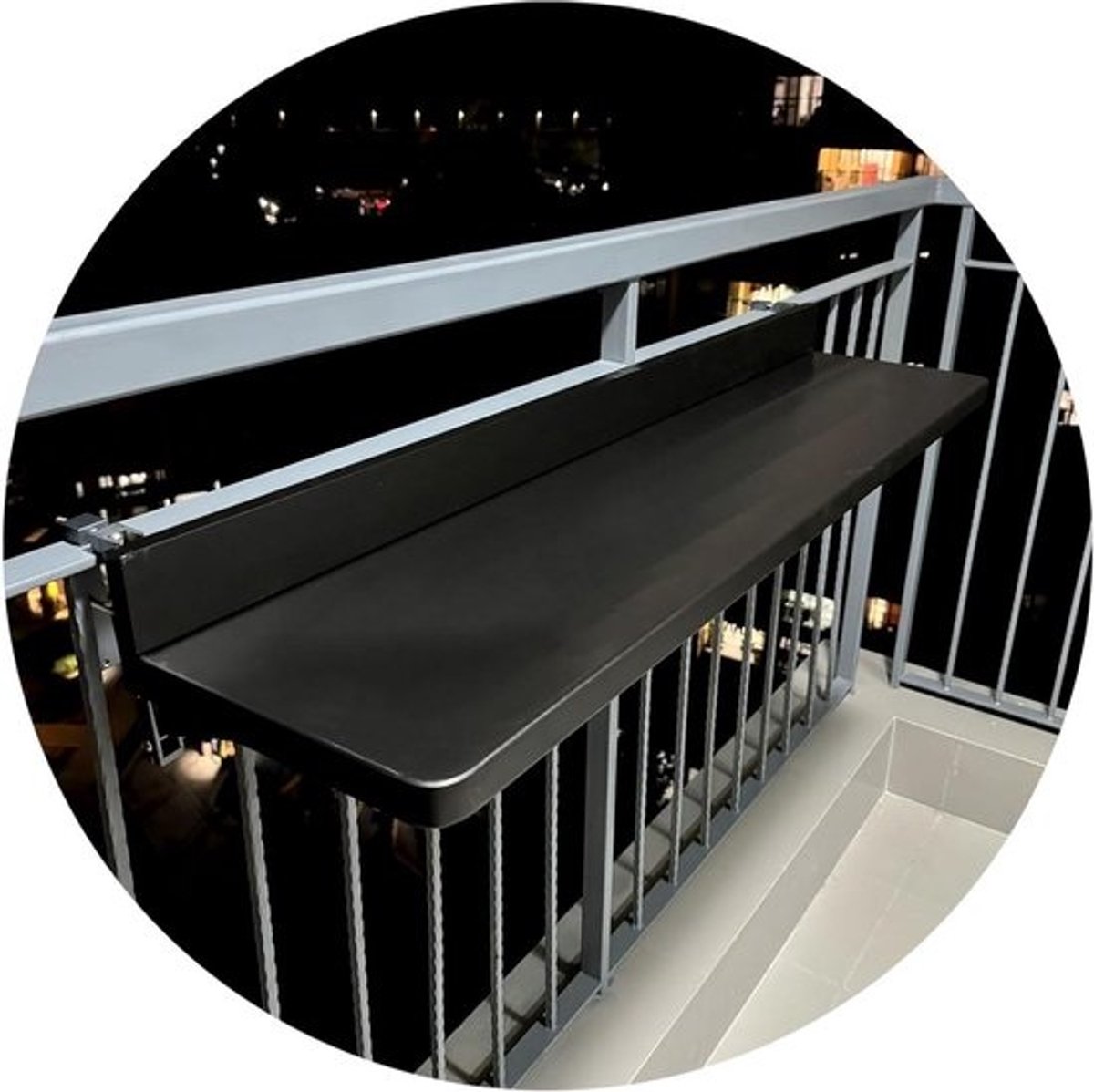 Opvouwbare Balkontafel - Bijzettafel Wandmontage - Buitenruimte Optimaliseren - Ponsvrije Installatie - 120 x 28 cm - Zwart