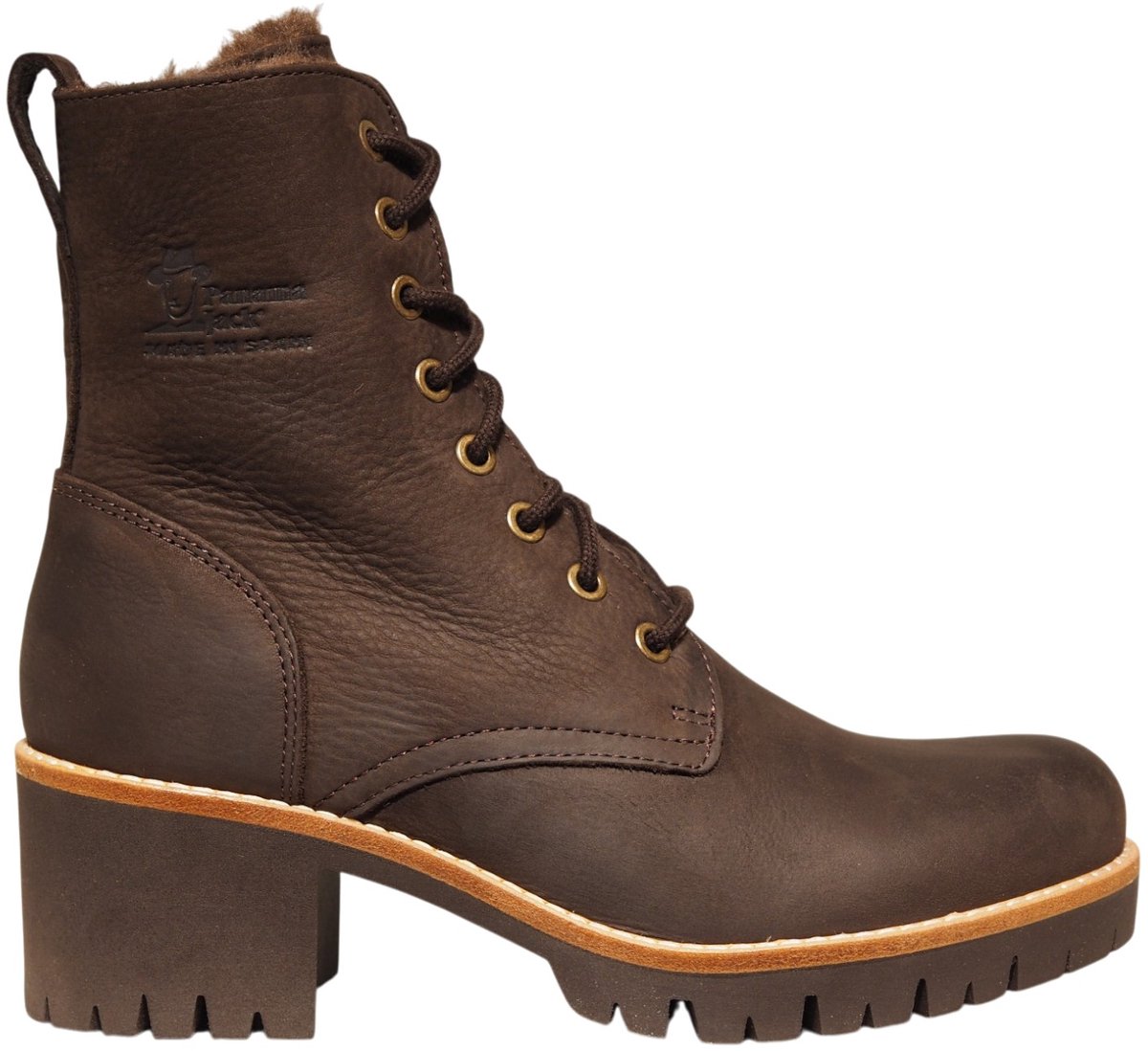 Panama Jack Padma bruine leren dames veterboots met hak
