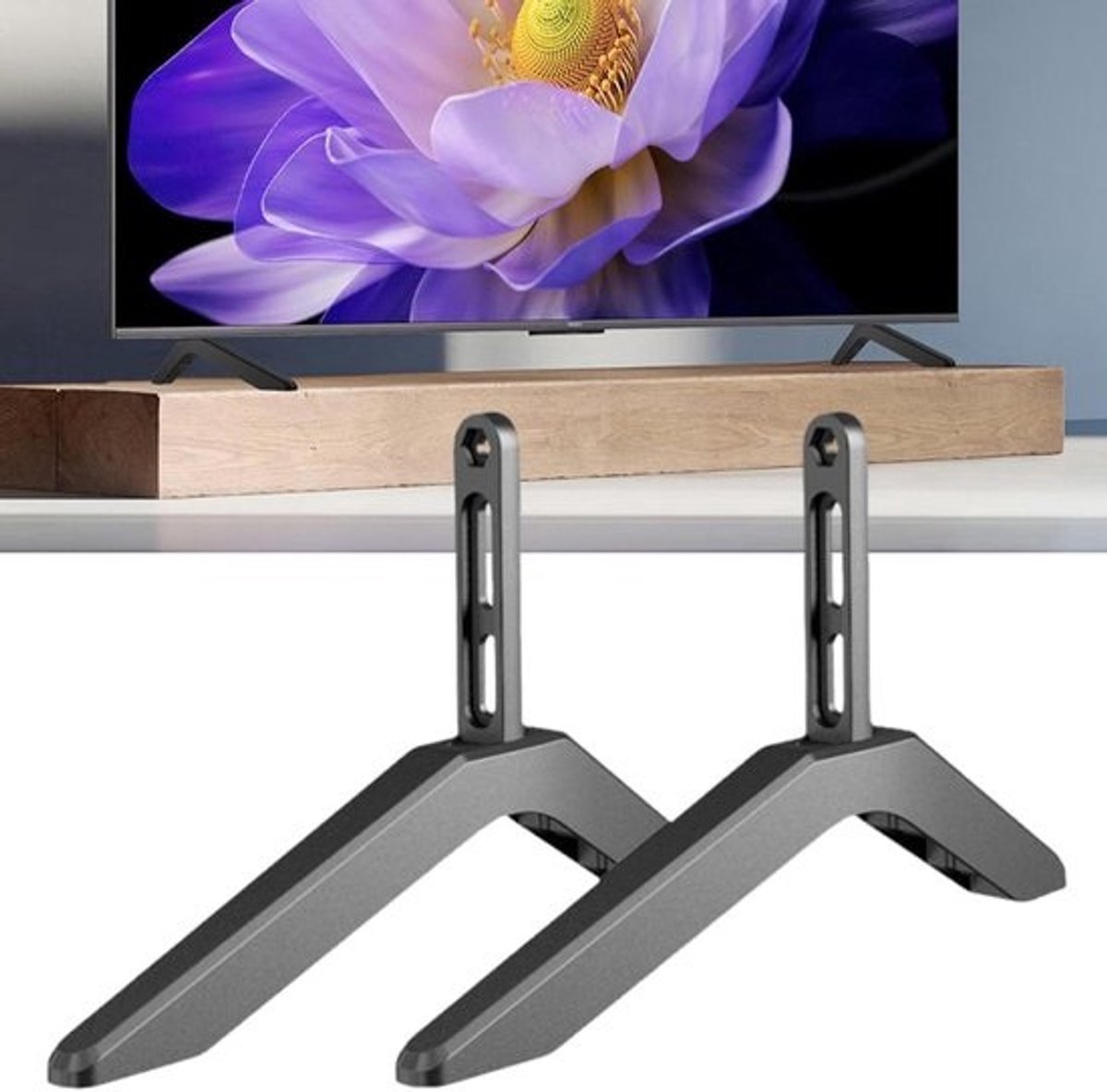 TV Stand Poten - Verhoger Stabilisator - Verbeter Kijkervaring - Verstelbare Hoogte - 32 tot 65 Inch - Zilver