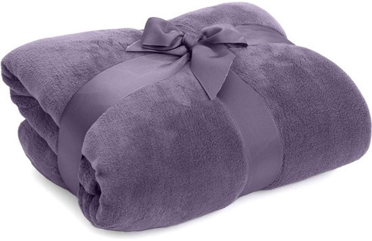Deken van Coral Fleece - Woondeken Reisdeken - Gezellig Thuis - Zacht Ademend Materiaal - 150 x 200 cm - Paars