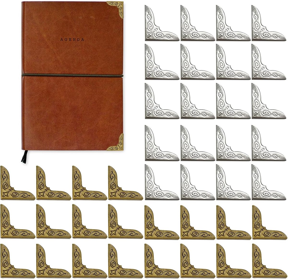 40 Stuks Retro Boekhoeken Beschermers van Metaal voor Fotoalbums en Boeken - Decoratieve Hoekbescherming en Creatieve Accessoires