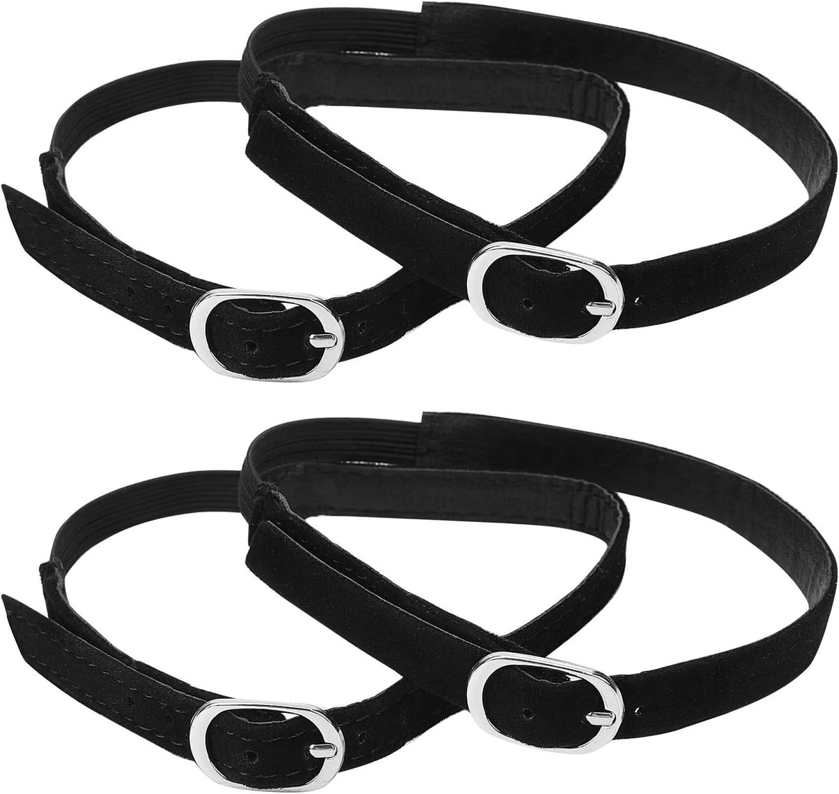 2 Pairs Verstelbare Enkele Enkelbandjes van PU Leer voor Hoge Hakken - Antislip Schoenveters met Gesp, Zwart, 12.9×0.39×0.08 inch / 33×1×0.3 cm