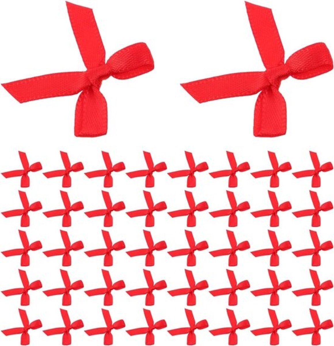 Mini Satijnen Strikjes - Lintstrikjes Decoratie - Cadeaus Versieren - Veelzijdige Knutselhulp - 50 Stuks - Rood