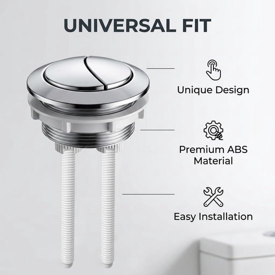 Toilet spoelsysteem met 2 bedieningshendels, diameter 47 mm, geschikt voor spoeldeksels van 37-44 mm, duurzame en waterdichte vervangingsknop, eenvoudige installatie en hoge kwaliteit — afbeelding 3