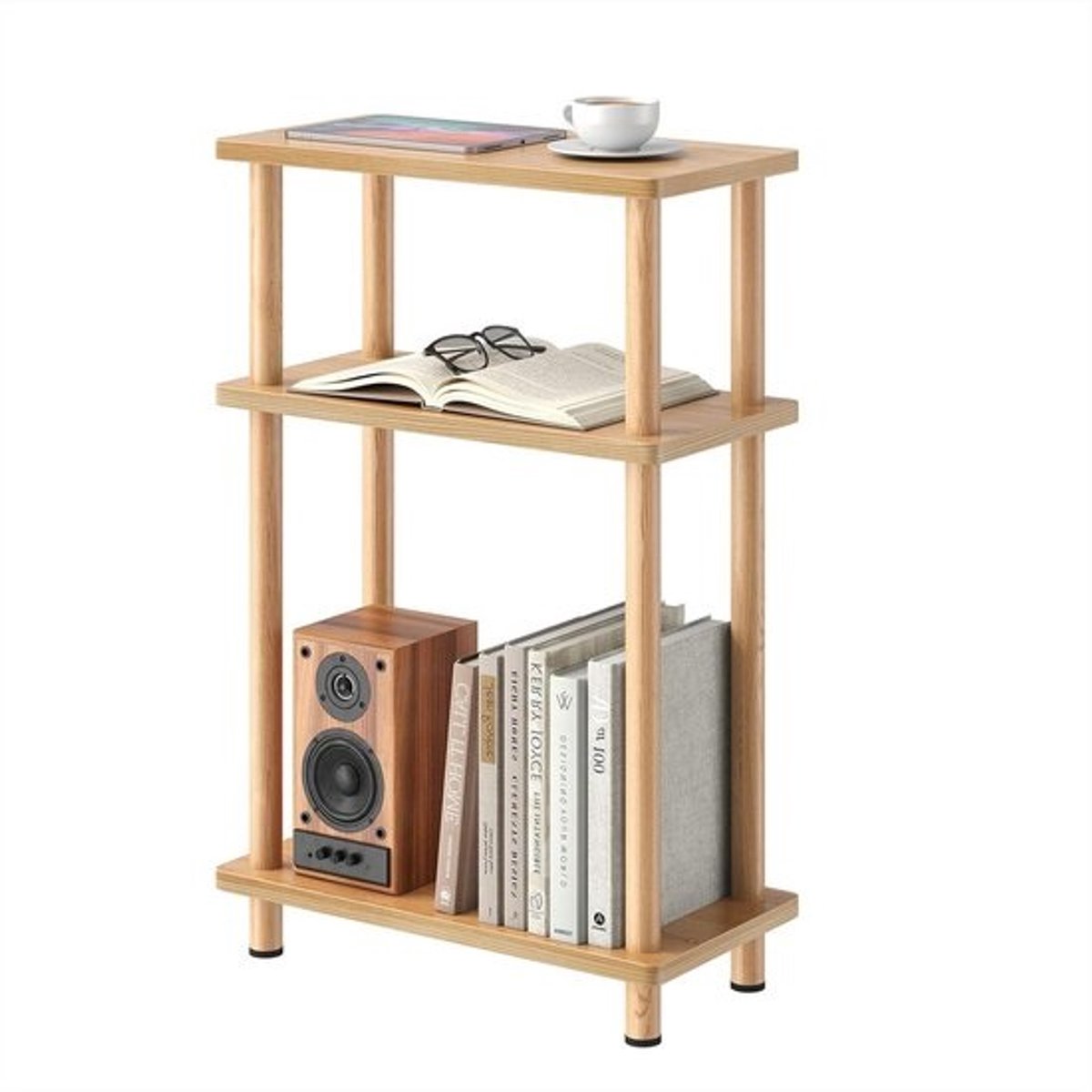 Smalle Bijzettafel - Sidetable Kleine Ruimte - Opbergen Decoratie - Drie Open Planken - 40 x 18 x 61.5 CM