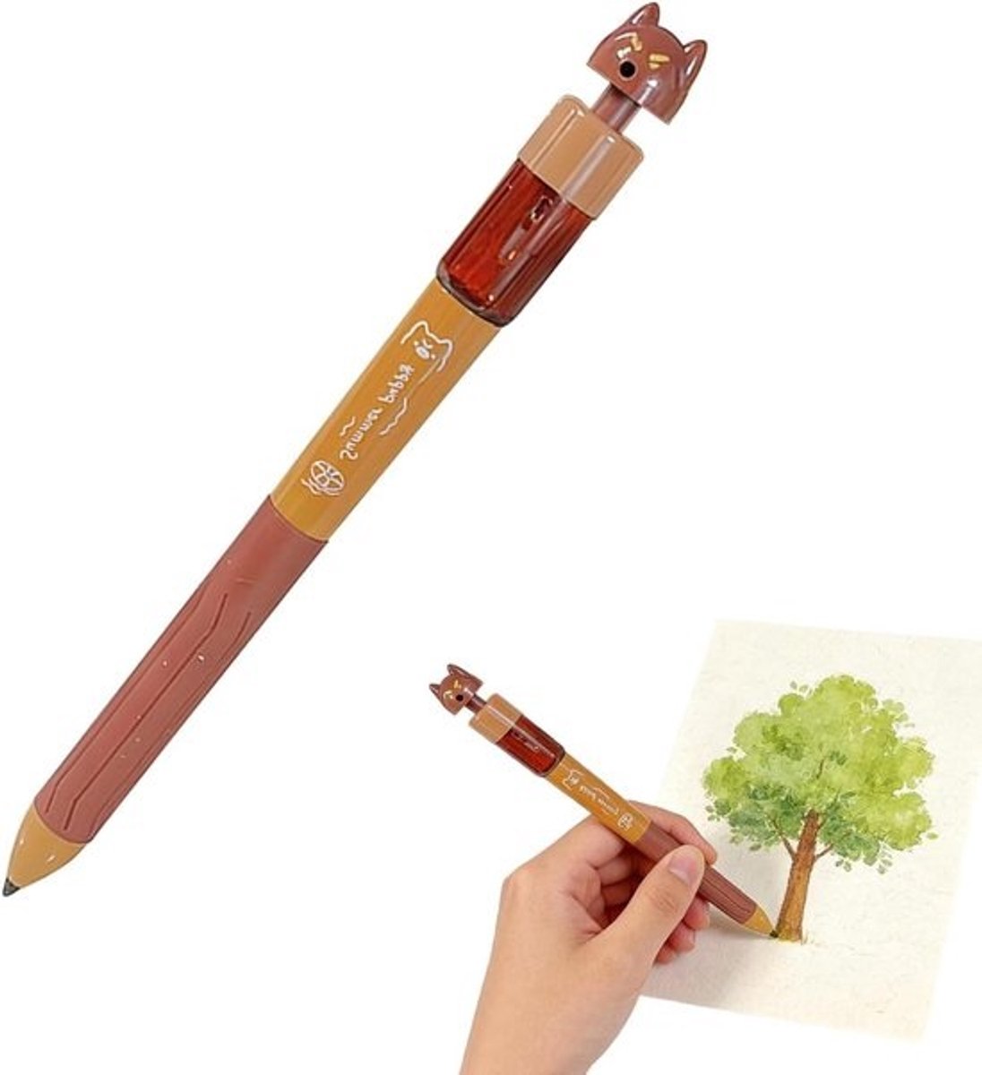 Grappige spuitpen - Fopartikel gadget - Grappen uithalen - Draagbaar ontwerp - 16 cm - Bruin grijs