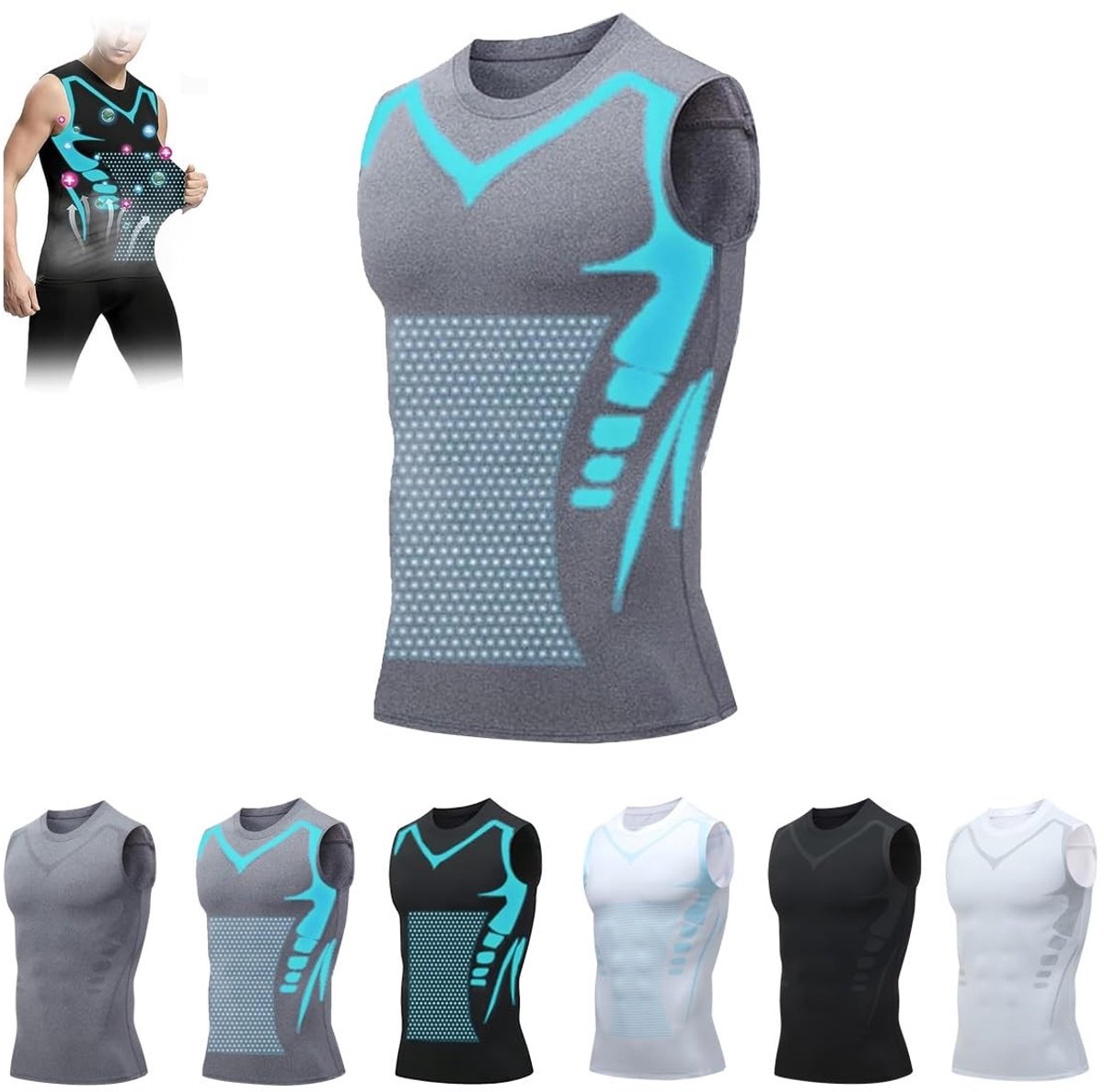 Compressietanktop Heren - Mouwloos Body Shaper - Grijs - Maat XXL