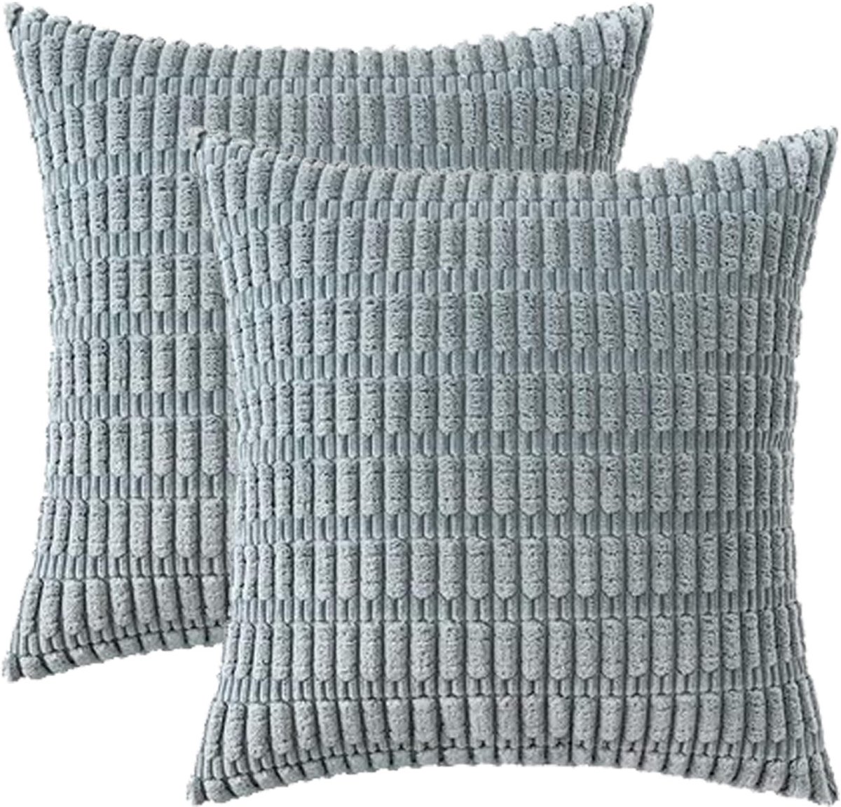 Set van 2 Kussenhoezen - Boho Streepdessin - Lichtgrijs 45x45cm