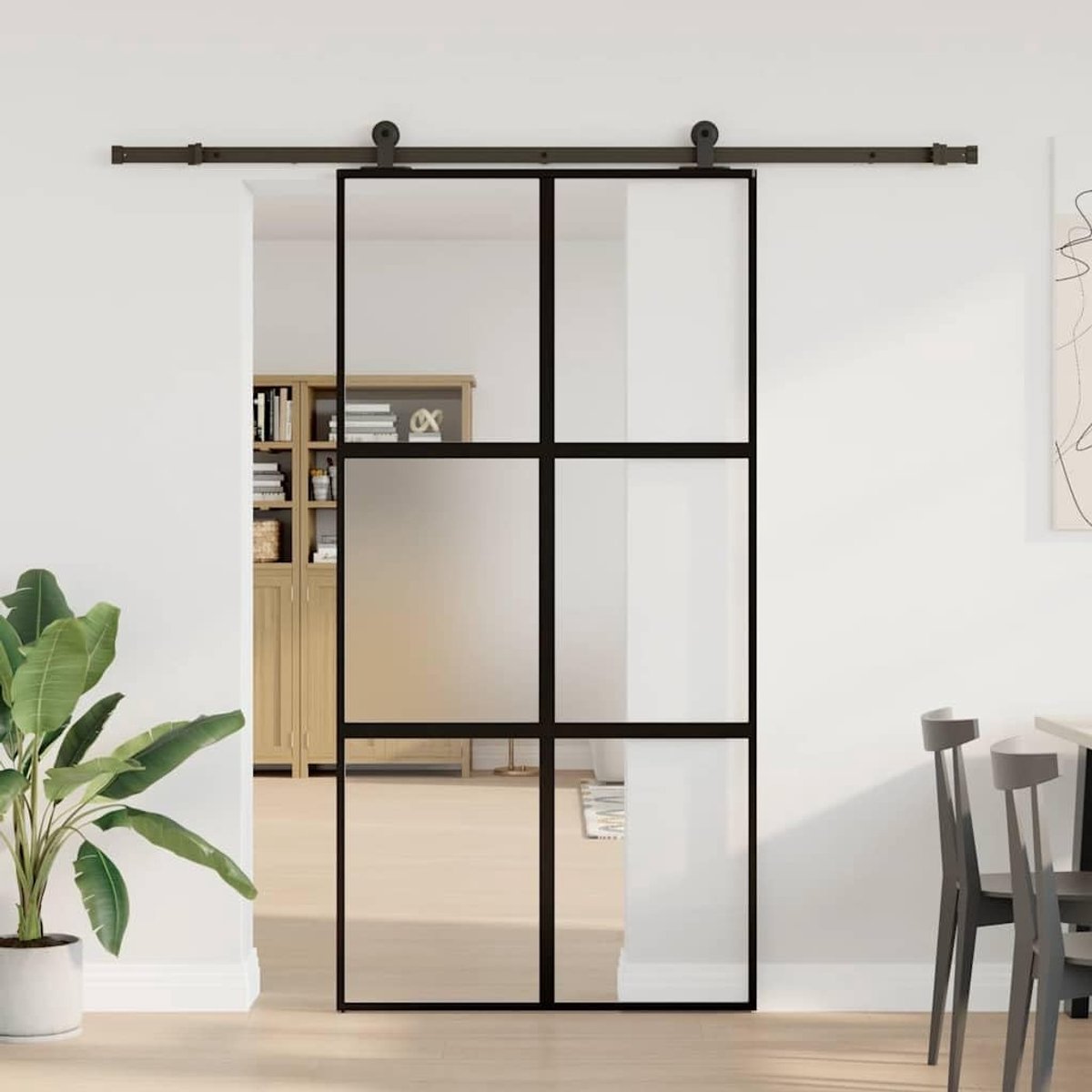 Schuifdeur met Beslag - 102,5 x 205 cm - Gehard Glas en Aluminium