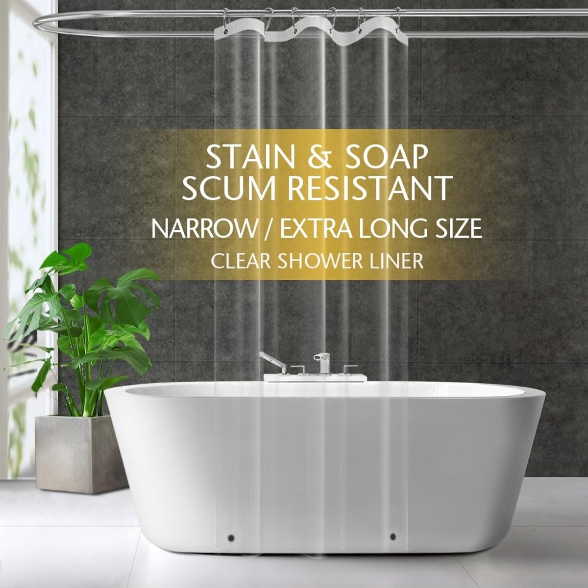 Douchegordijn Liner - Plastic - Transparant 90x213 cm