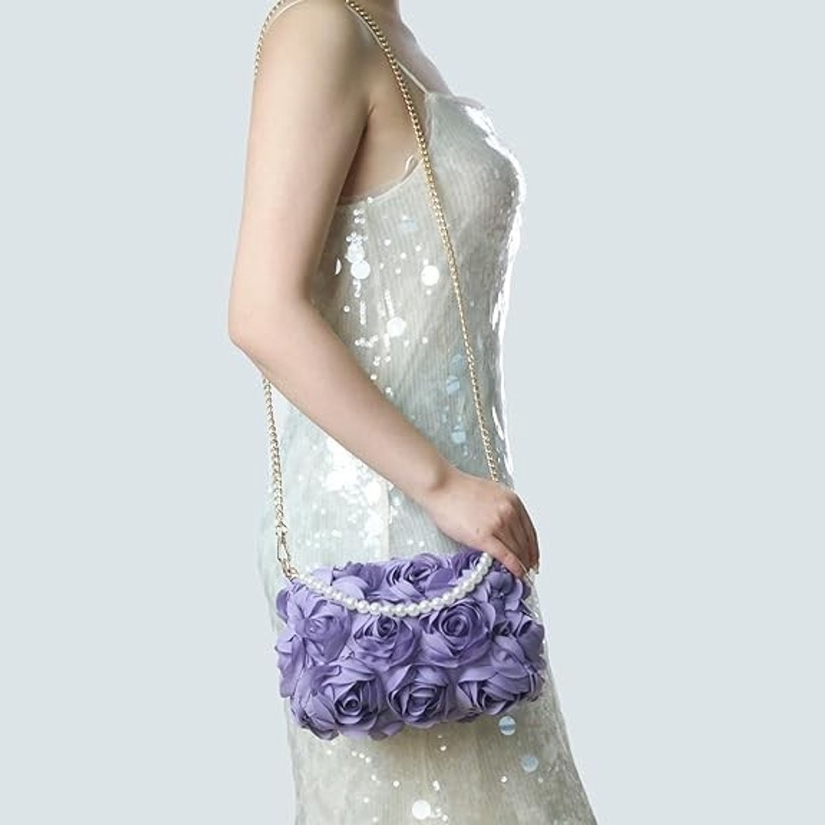 Elegante Avondtas met Bloemenpatroon, Perfect voor Bruiloften en Feesten, Stijlvolle Handtas
