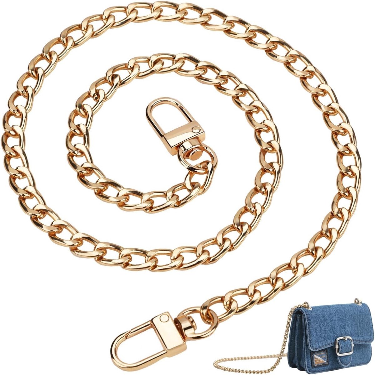 60 cm Gouden Handtas Ketting, Vervangende Schouderband voor Handtassen, Hoogwaardige Metalen Pocket Chain, Ideaal voor Portemonnees en Schoudertassen