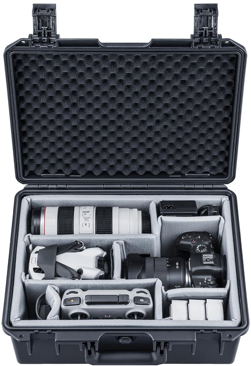 Waterproof Hardcase met Verdeelwanden voor Drones en Camera's - Zwart