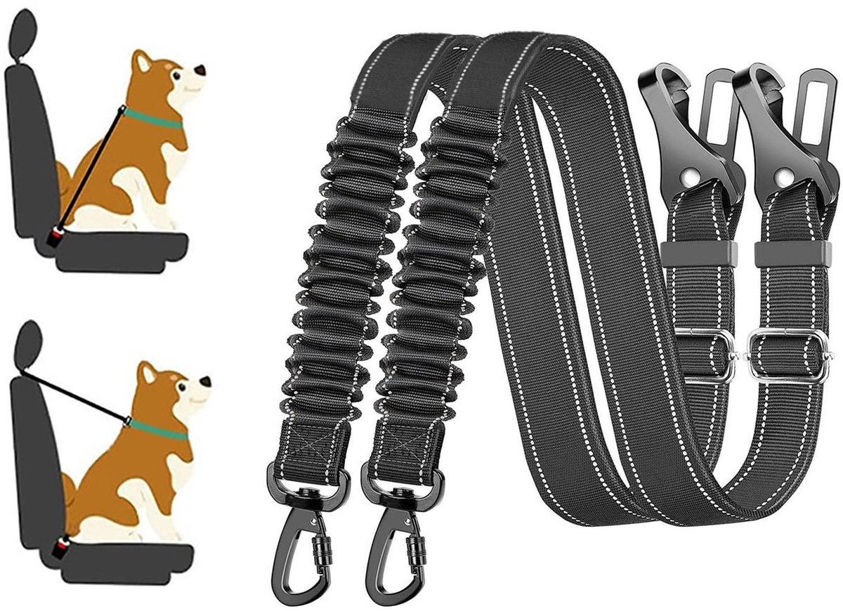 Verstelbare veiligheidsgordels voor honden - Reflecterend - 2 stuks