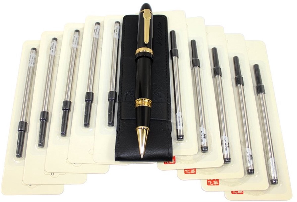 Heavy Duty Rollerball Pen met 10 Zwarte Navullingen - 0.5mm