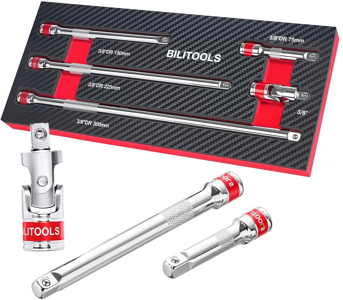 5-delige dopsleutelverlengingsset - 3/8 inch