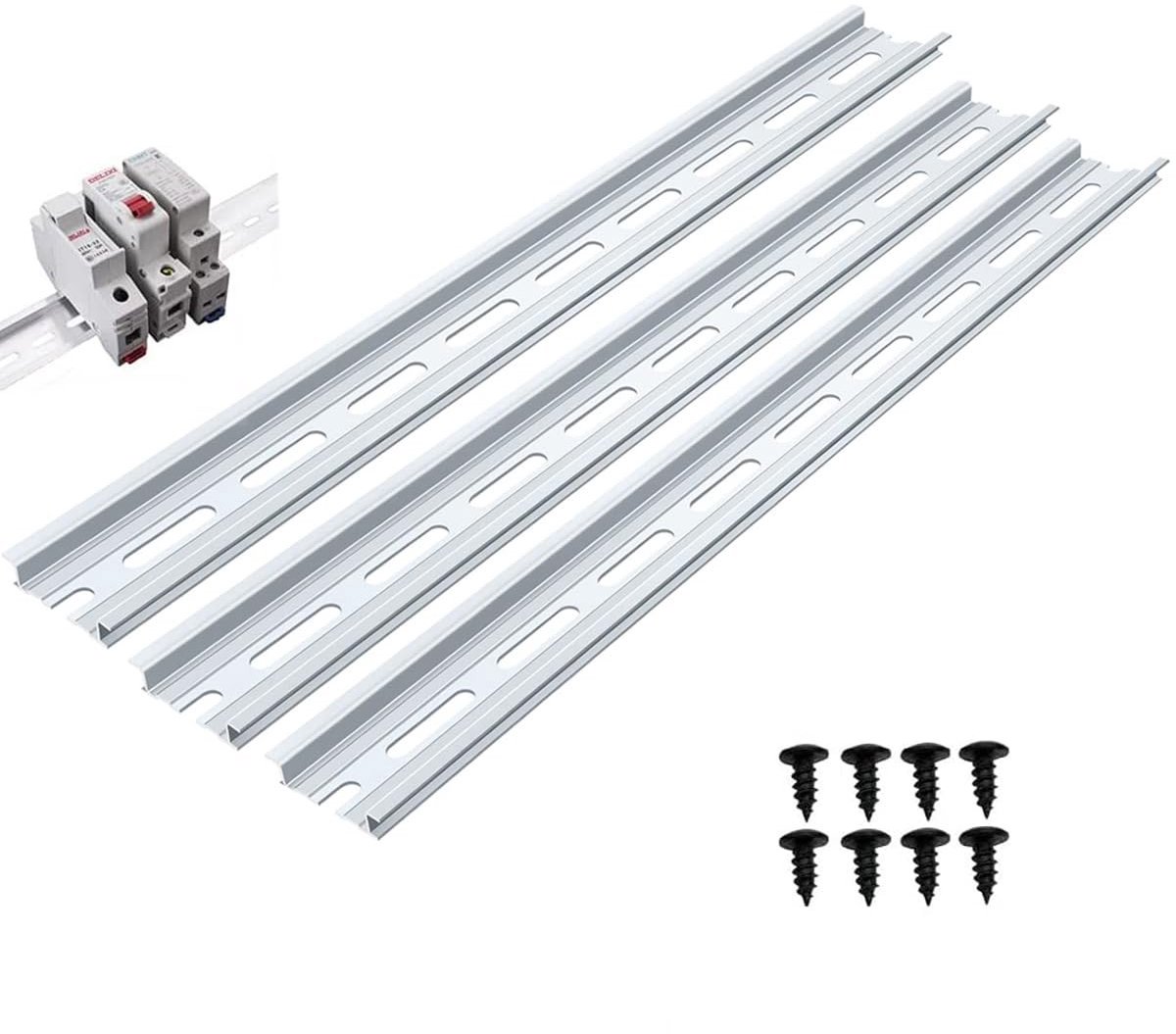 3-delige 30cm DIN rail van aluminium voor elektrische controlebox, breedte 35mm, hoogte 7.5mm, dikte 1.2mm, ideaal voor installatie en bedrading