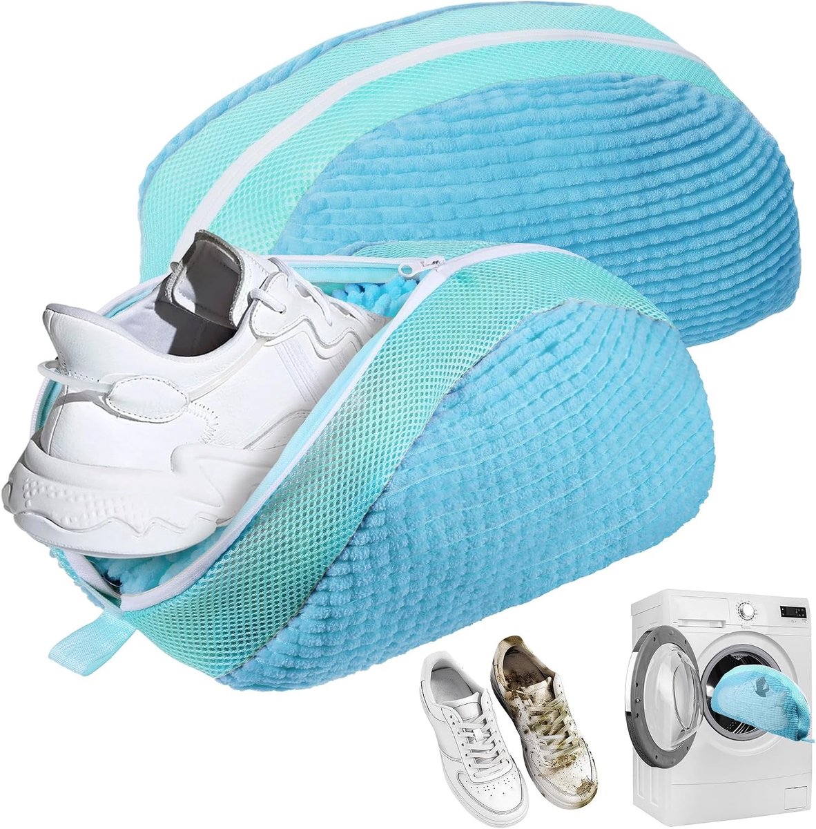Schoenwaszakken voor de wasmachine - 2 stuks, anti-deformatie, mesh tas voor sneakers en sportschoenen