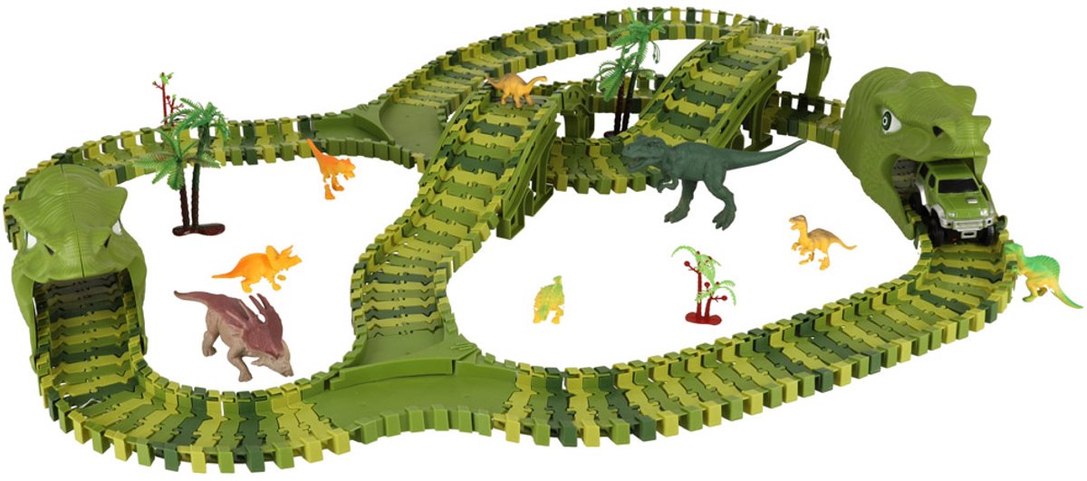 Racebaan dinosaurussen auto's 240 elementen - UNI