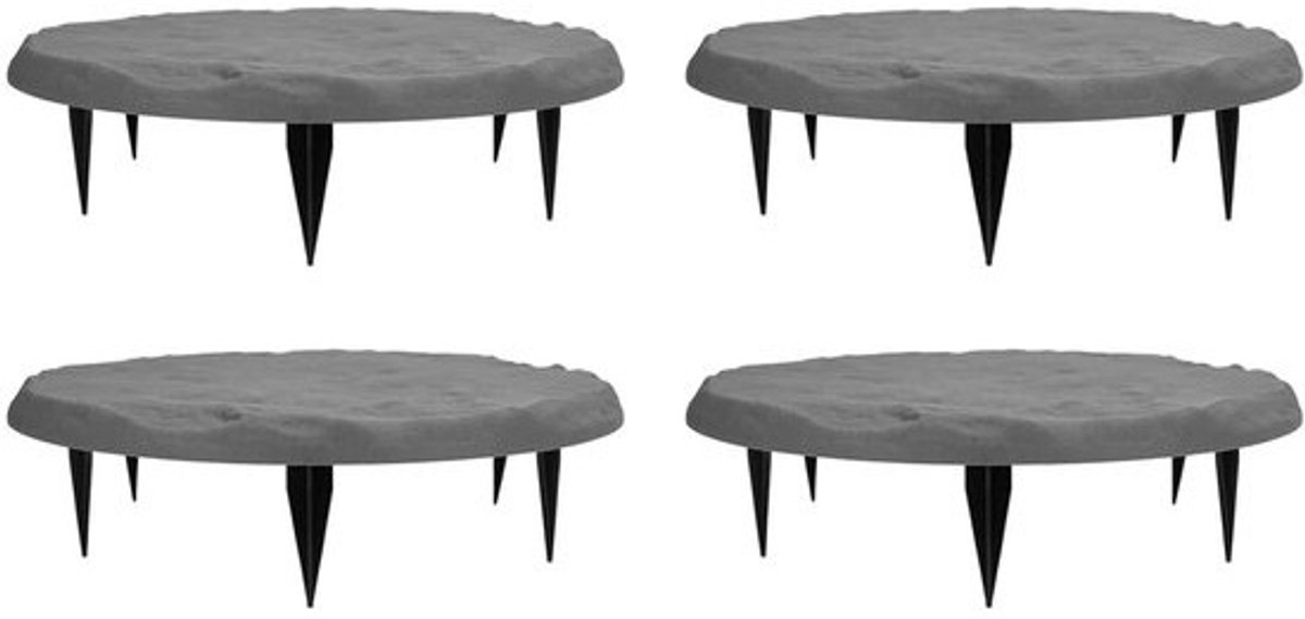 Ronde Steppen - Tuinpad Stenen - Buitenpaden Aanleggen - Met Grondpalen - 39.9 cm Diameter - Zwart