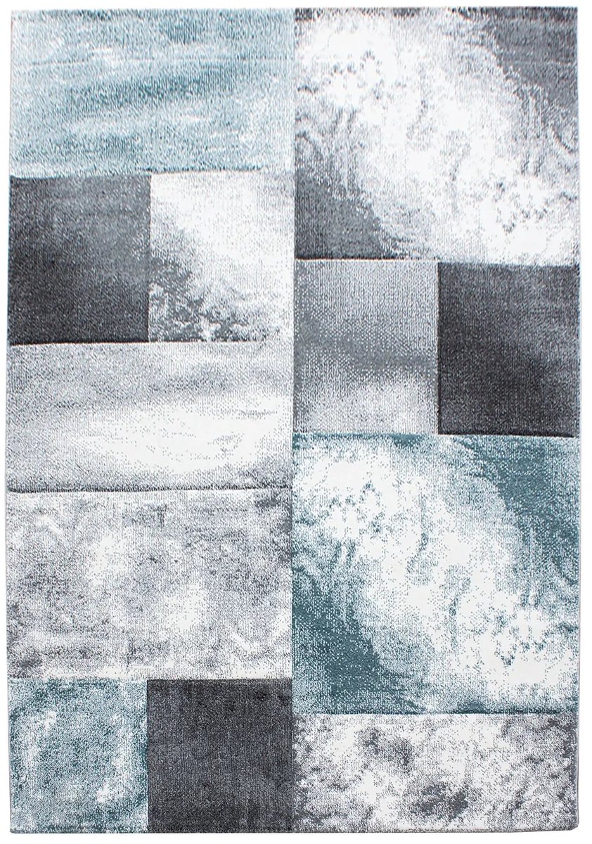 Dutch XXL Modern Vloerkleed | Tapijt | Hawaii | Blokken | Blauw | 240x340 cm