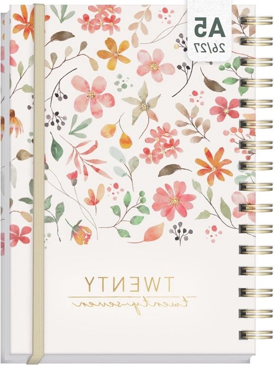 Ringband Kalender A5 - Weekplanner Agenda - Plannen Organiseren - 17 Maanden Overzicht - 16 x 213 cm - Beige