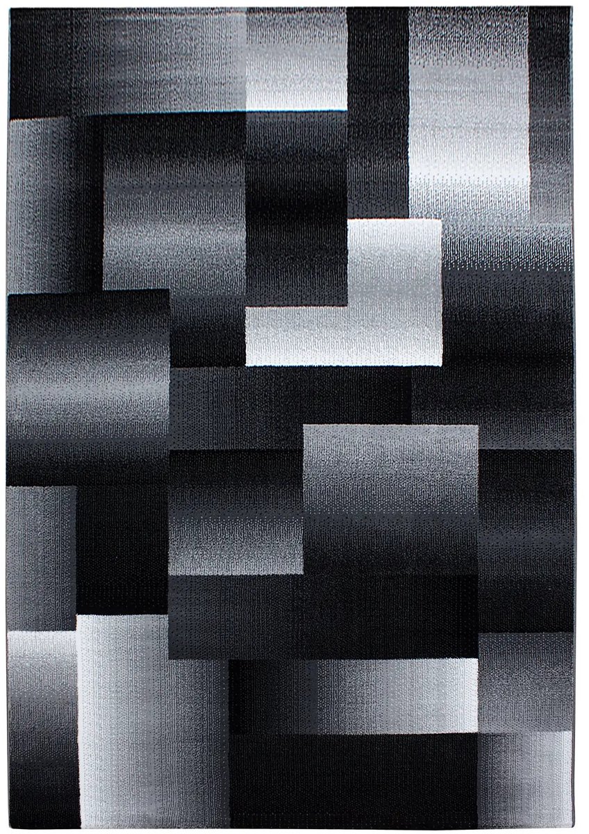 Dutch XXL Modern Vloerkleed | Tapijt | Miami | Blokken | Zwart | 240x340 cm