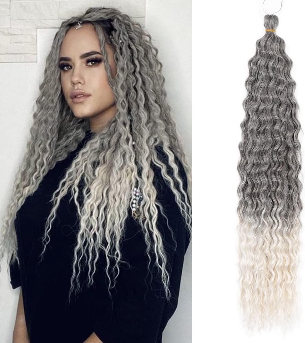 Water Wave Twist Haar Extensions - Synthetisch Krullend Vlecht Haar - Ombre Kinky Curl - 22 Inch - 3 Pakketten voor Volumineuze Styles