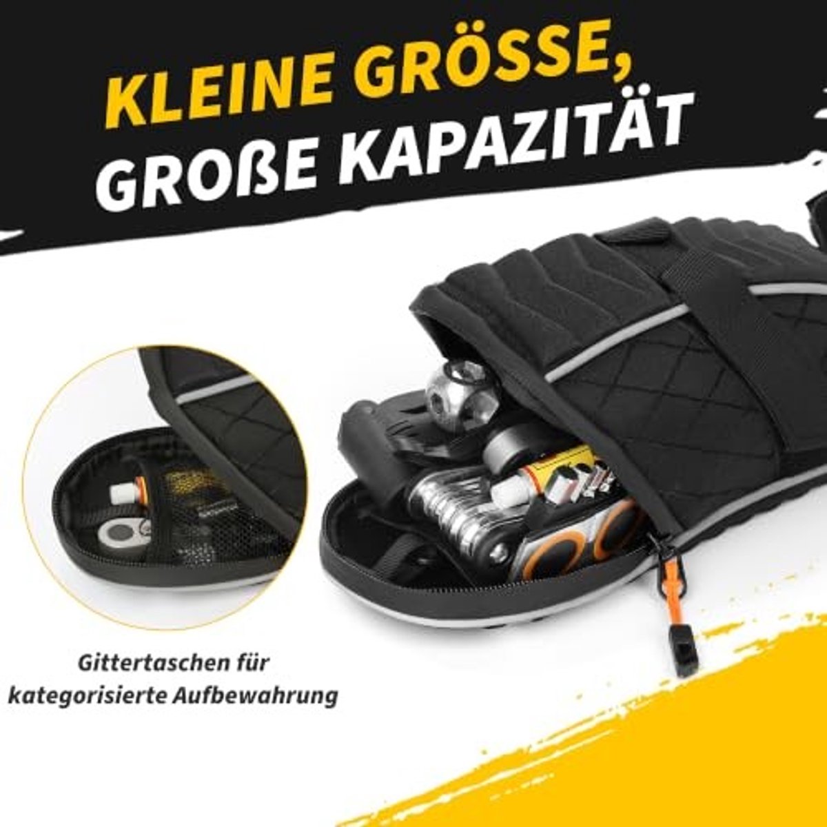Fietstas onder zadel - Waterdichte ritsen - Zwart