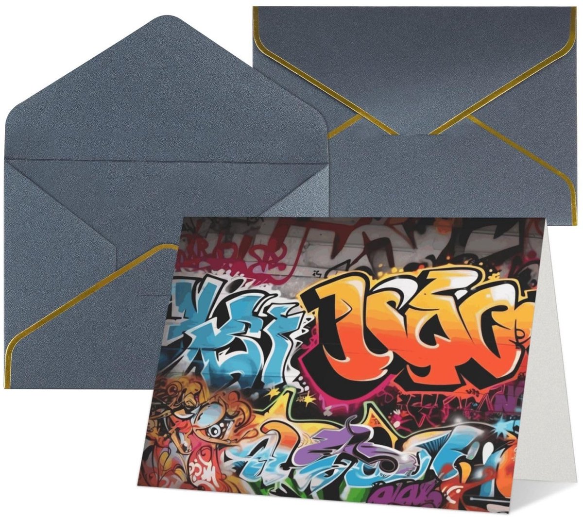 Verjaardagskaarten met enveloppen - Graffiti Hip Hop - Zwart