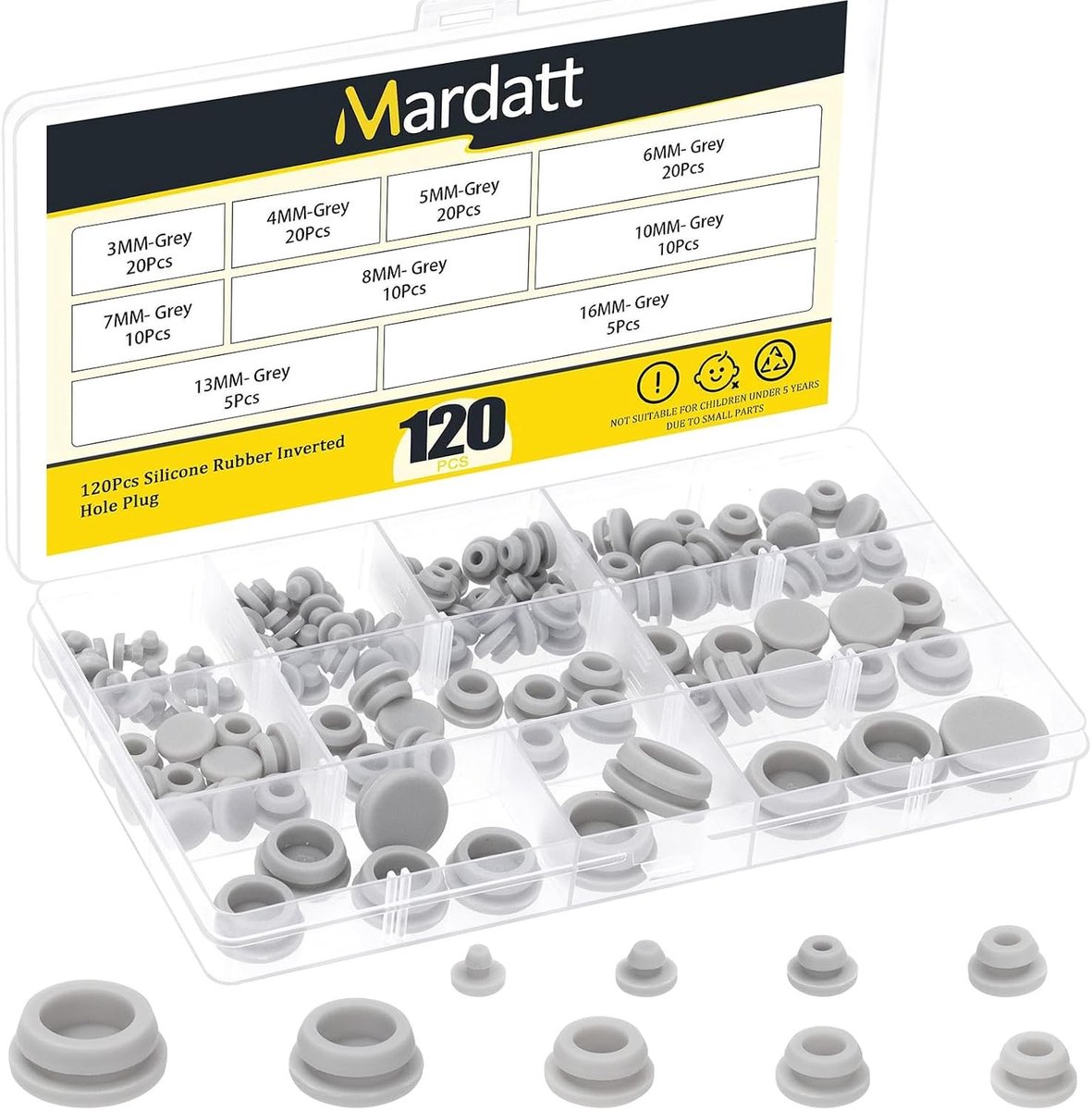 120 Stuks Diverse Maten Rubber Stoppen voor Ronde Gaten - Silicone Plugs 3mm tot 16mm voor Meubelbescherming en Geluidsisolatie