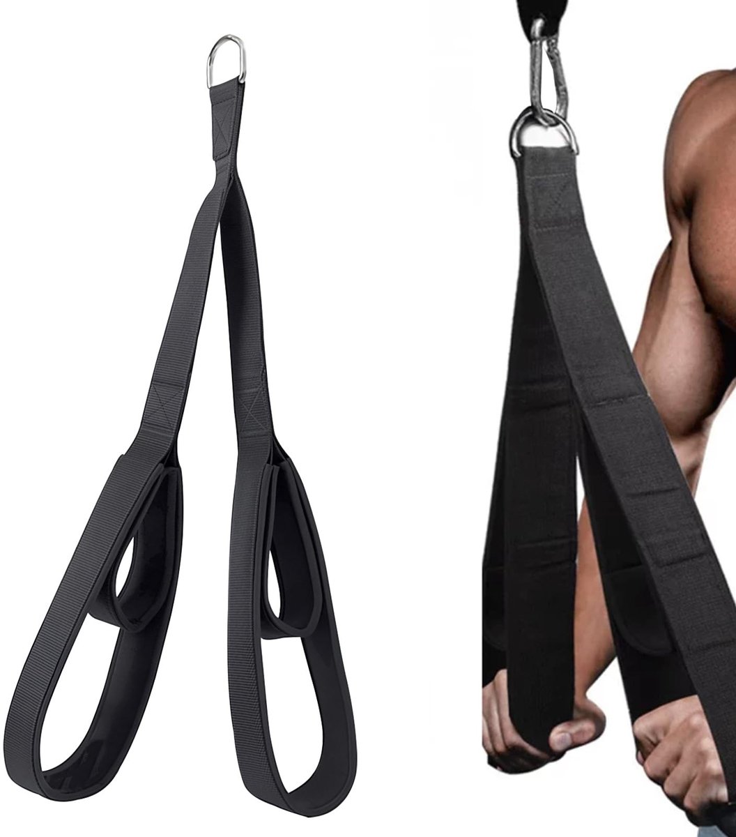 Tricep Rope - Verstelbare Kabelbevestiging voor Krachttraining - Zwart