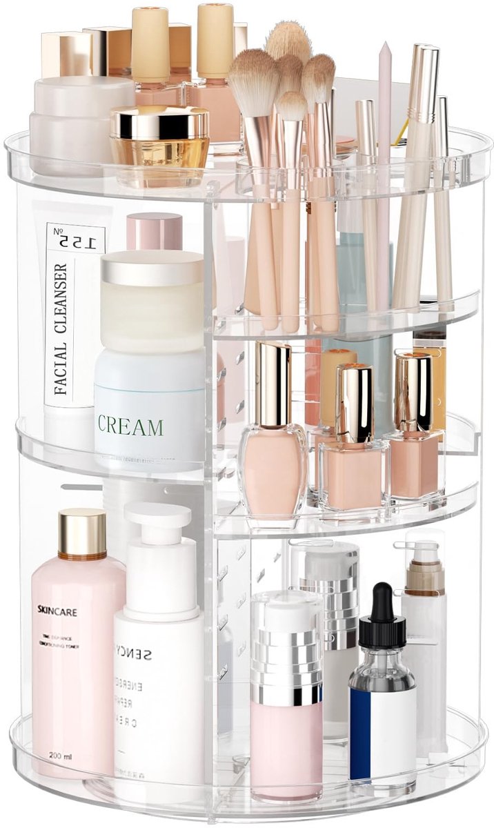 Rotating Makeup Organizer - 8 Verstelbare Lagen - Transparant