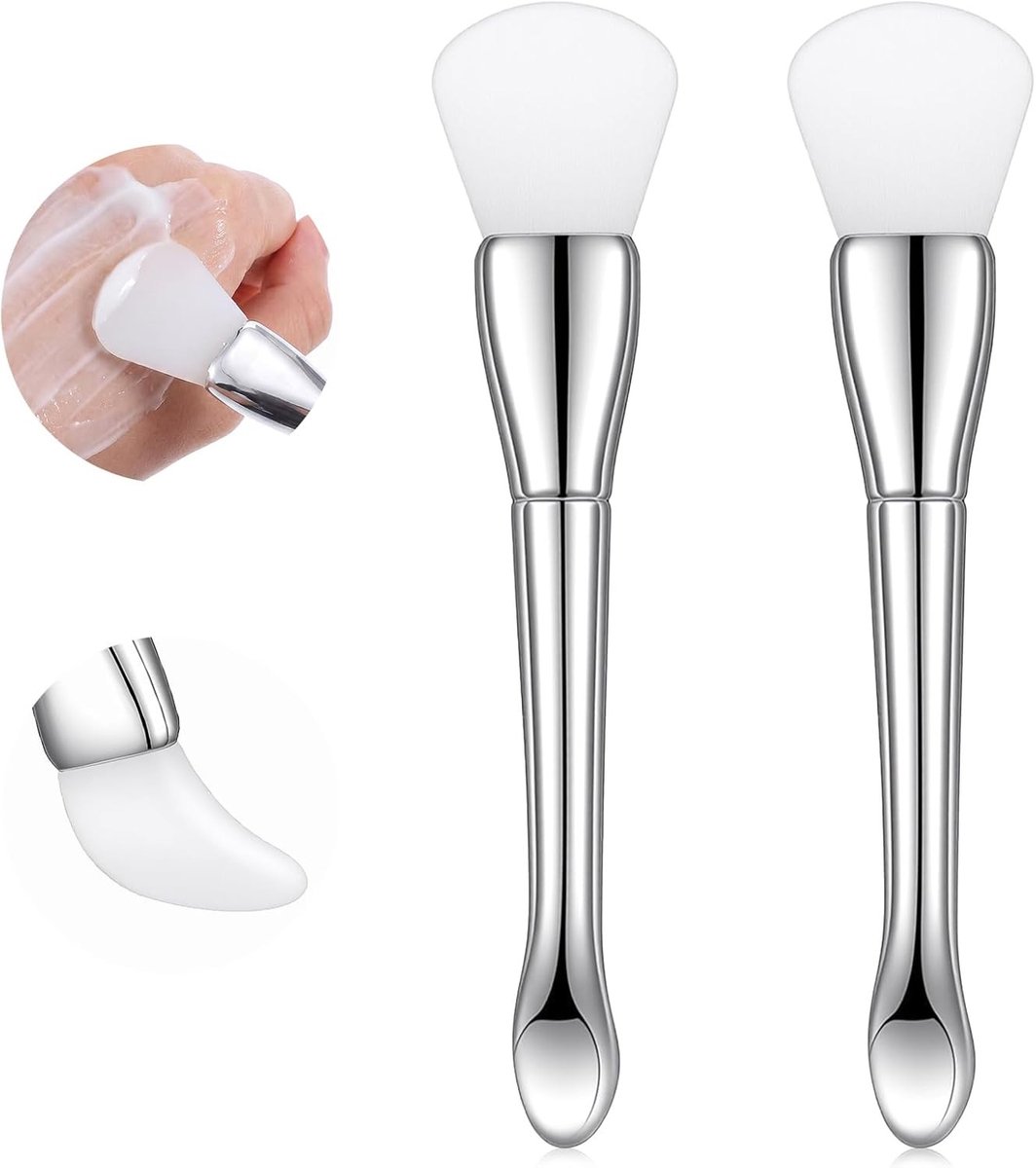 Set van 2 Flexibele Silikonemasker Kwasten voor DIY Huidverzorging en Gezichtsmaskers, Perfecte Applicator voor Efficiënte Toepassing en Reiniging