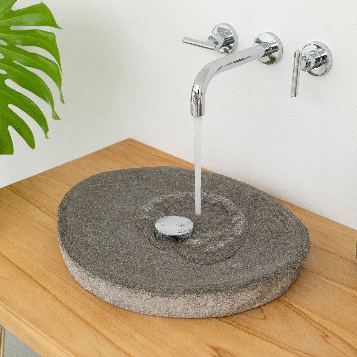 Natuurlijke Steen Wastafel - Rond, 40 cm - Modern Design