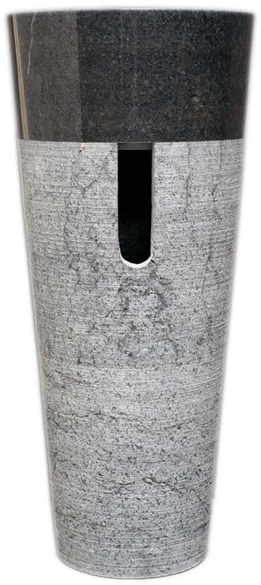 Marmeren Wastafel Pedestal - Rond Zwart Gehamerd - 40 x 90 cm