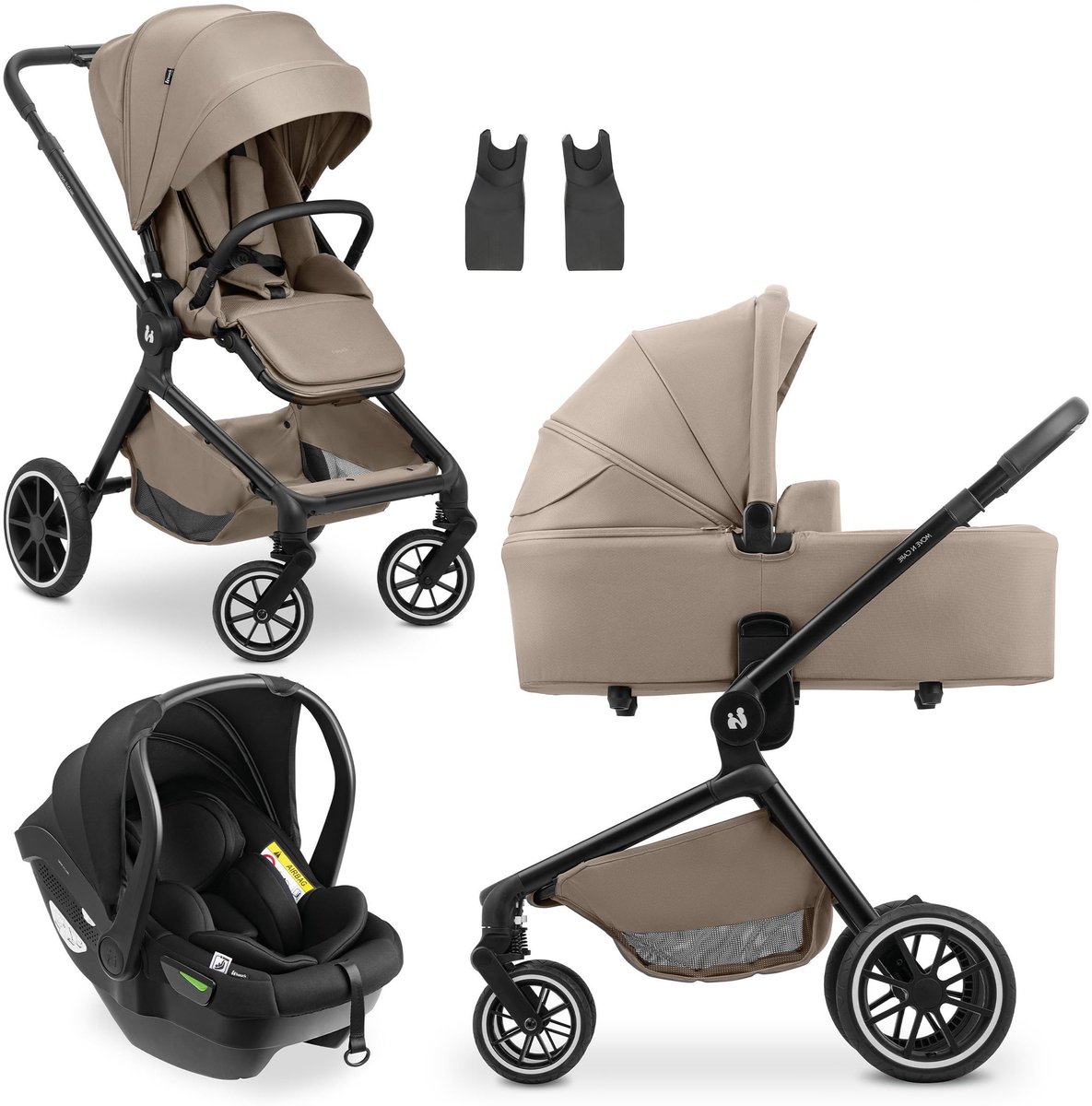 3-in-1 Kinderwagen Set - Inclusief Autostoeltje - Geschikt van Geboorte tot 22 kg - Mocha