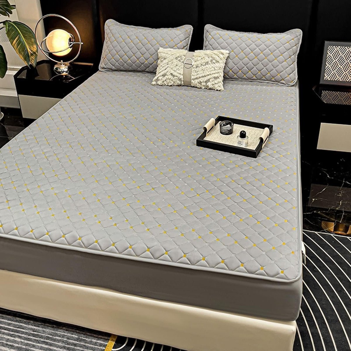 Hoeslaken 150 x 200 cm voor Boxspringbed - Effen Grijs met Elastiek
