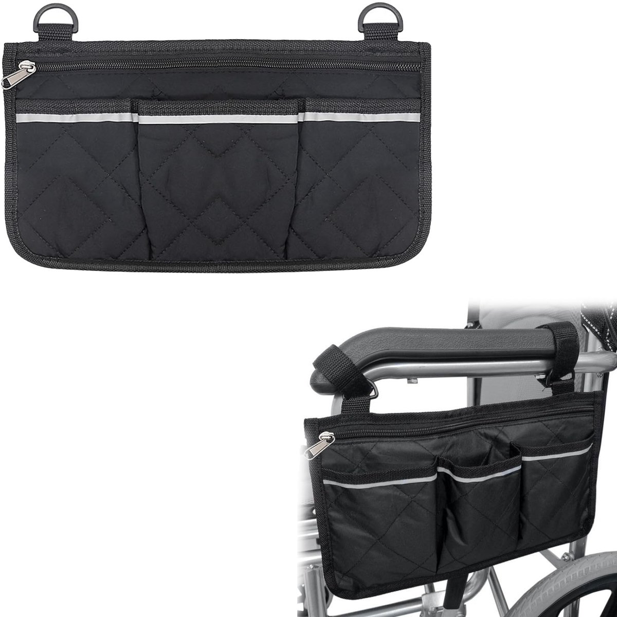 Zijdelingse rolstoeltas - Universele organizer voor kinderwagen - Zwart