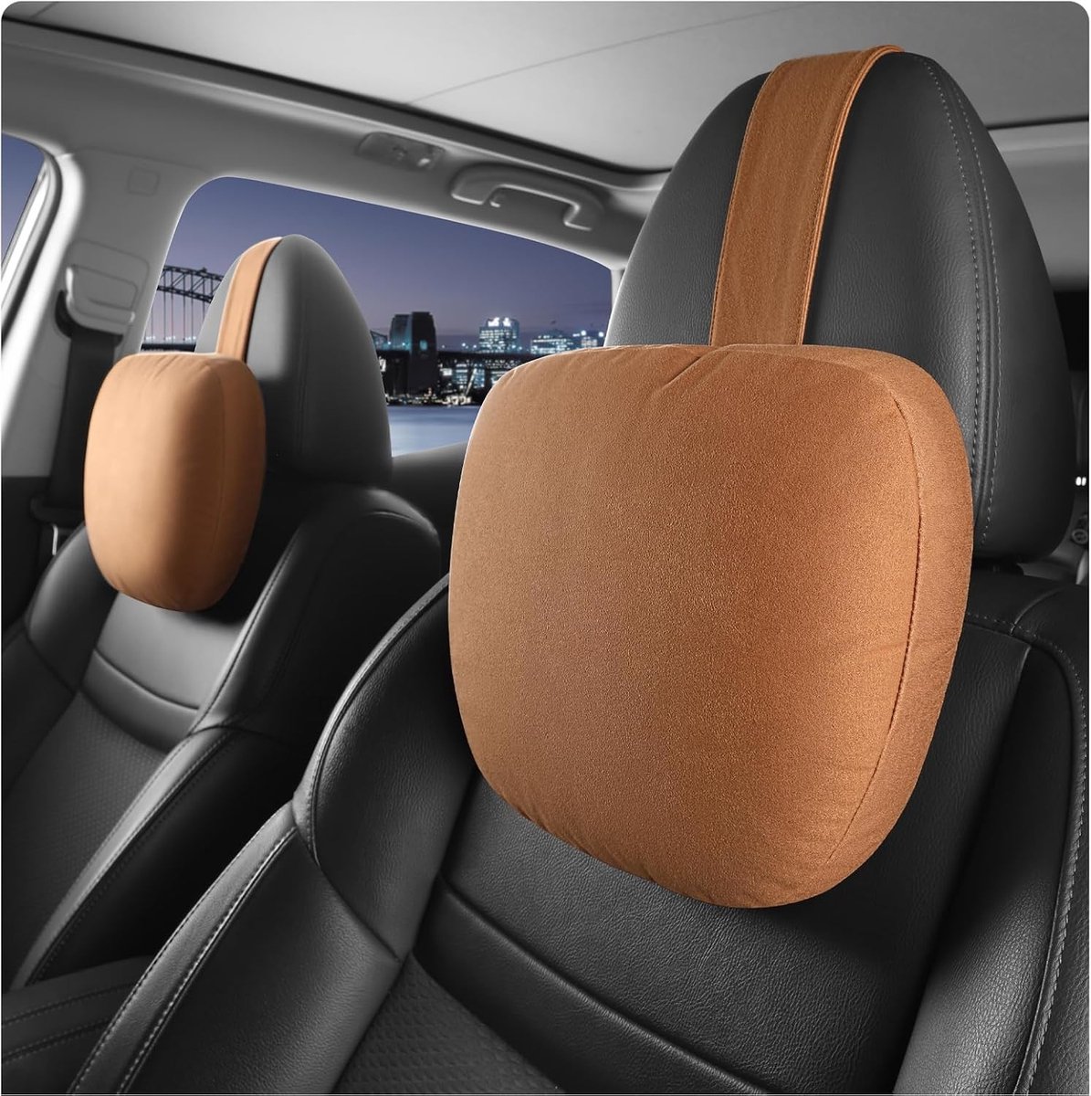 Verstelbare Nekpillow voor Auto - 2 Stuks Microfiber Velvet Kussen met Vullingsoptie, 30x19cm, Ideaal voor Comfort en Ondersteuning tijdens Autoritten