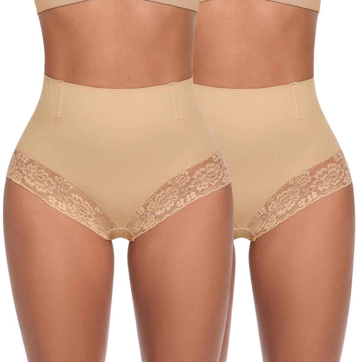 Shapewear Ondergoed voor Vrouwen - Hoge Taille met Kant - Beige
