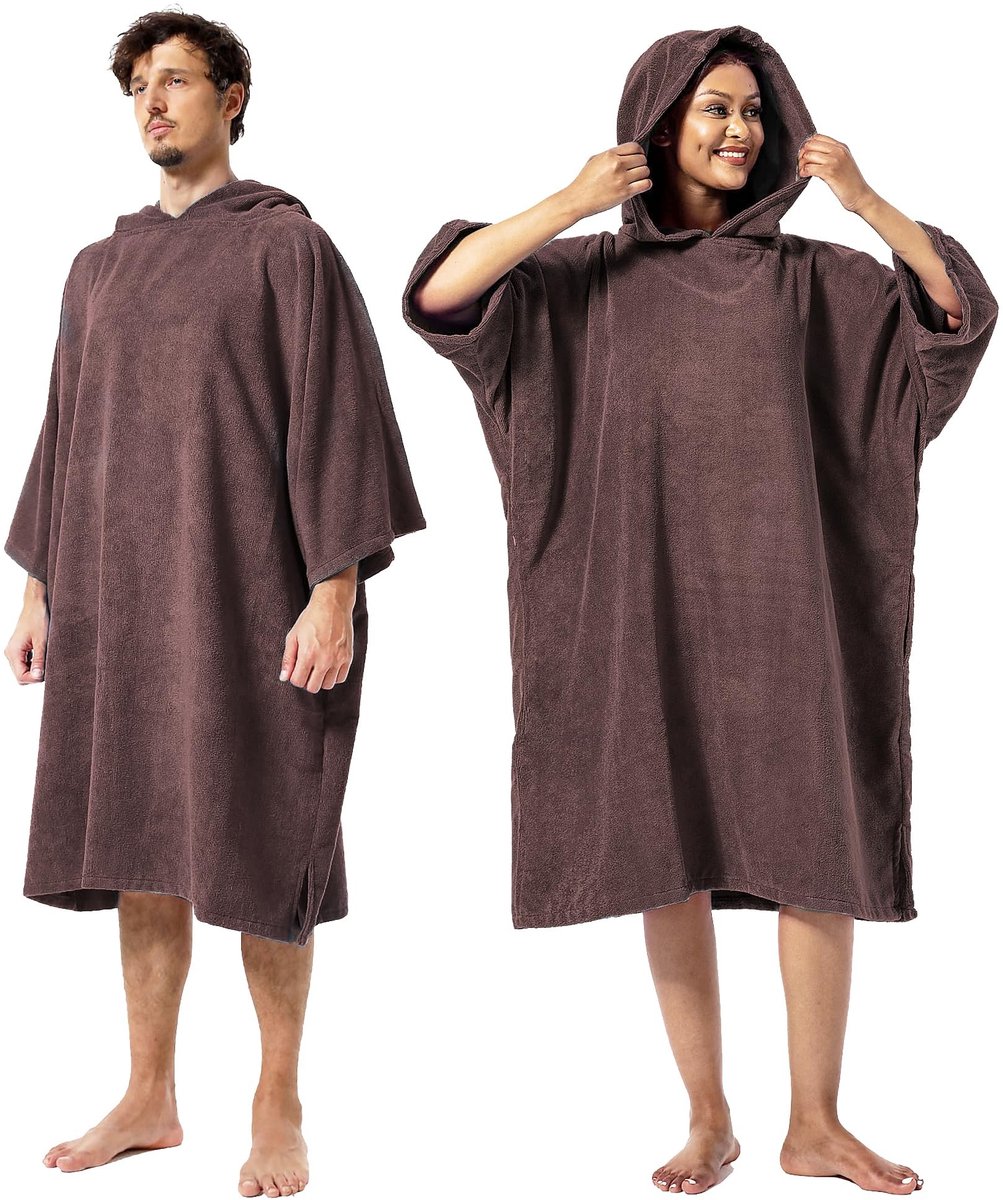 Badjas, surf poncho - Unisex, bruin