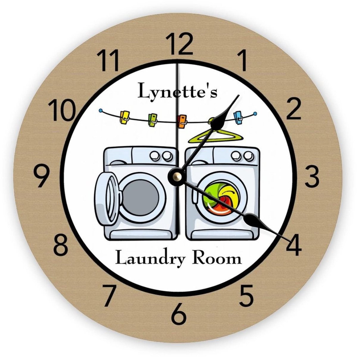 Wandklok - Stille uitvoering - Houten frame - Rond - 30x30 cm