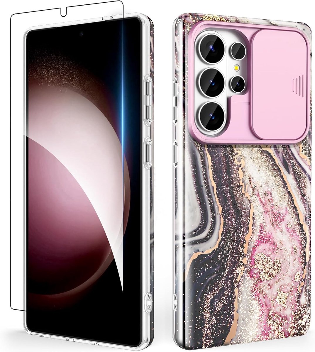 Compatibele Beschermcase voor Samsung Galaxy S26 Ultra met Schuifcamera en Screen Protector, Schokbestendig en Krasbestendig in Droomgroen